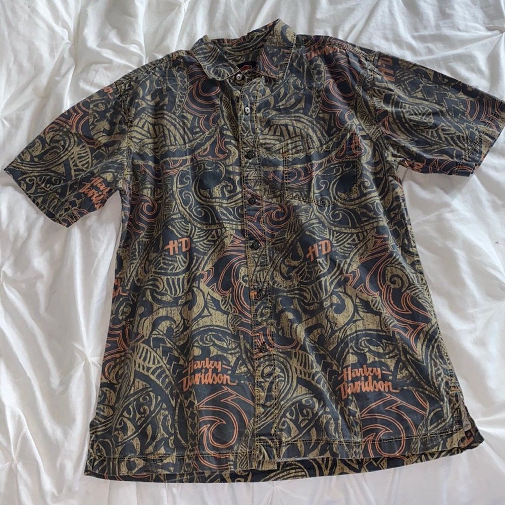 Vintage Harley Davidson Button Up